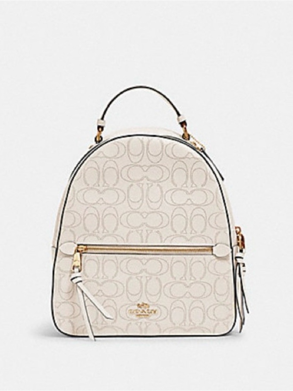 Coach Jordyn Perforated Signature Backpack in Cream/White